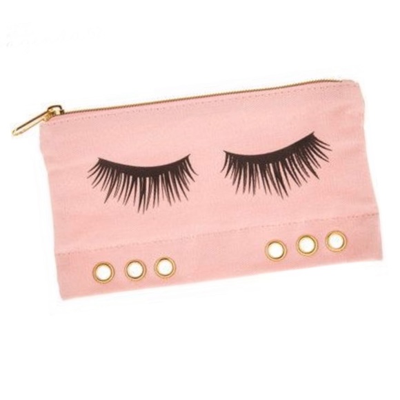 Baubl’d Other - Pink Eyelashes Zippered Canvas Planner Pouch (NWT)